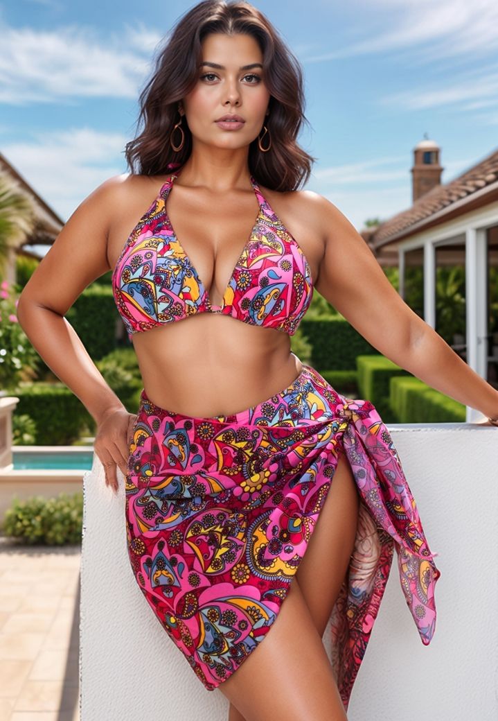 Soleil Éclatant : Colorful bikini and matching sarong