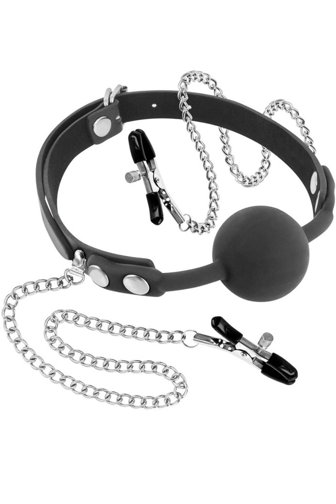 Silicone gag and breast clips