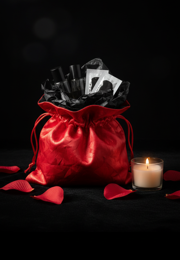 Sensual Surprise: Valentine’s pouch in red satin