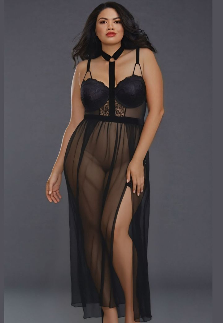 Babydoll Lungo Lussuoso - Pizzo e Trasparenza