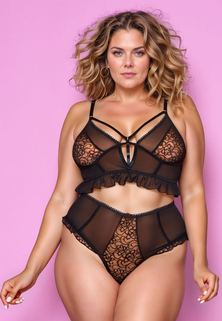 Set Dark In Love: volant romantici e slip alto