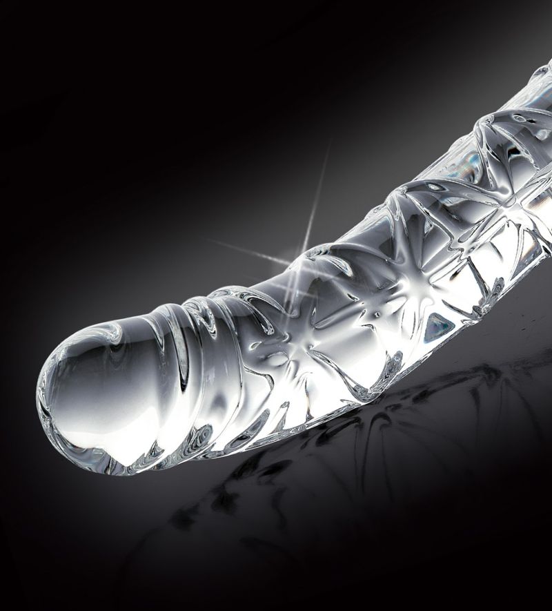 Realistic glass dildo with lubricant