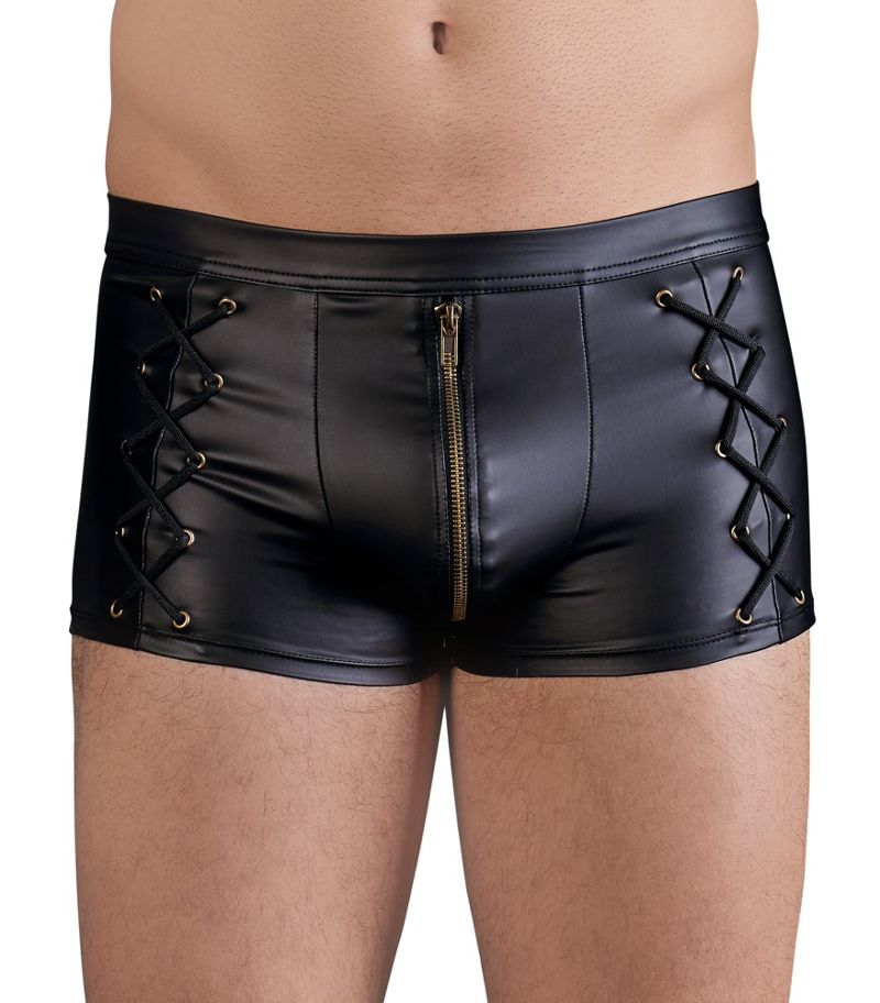 Boxer shorts with imitation leather laces