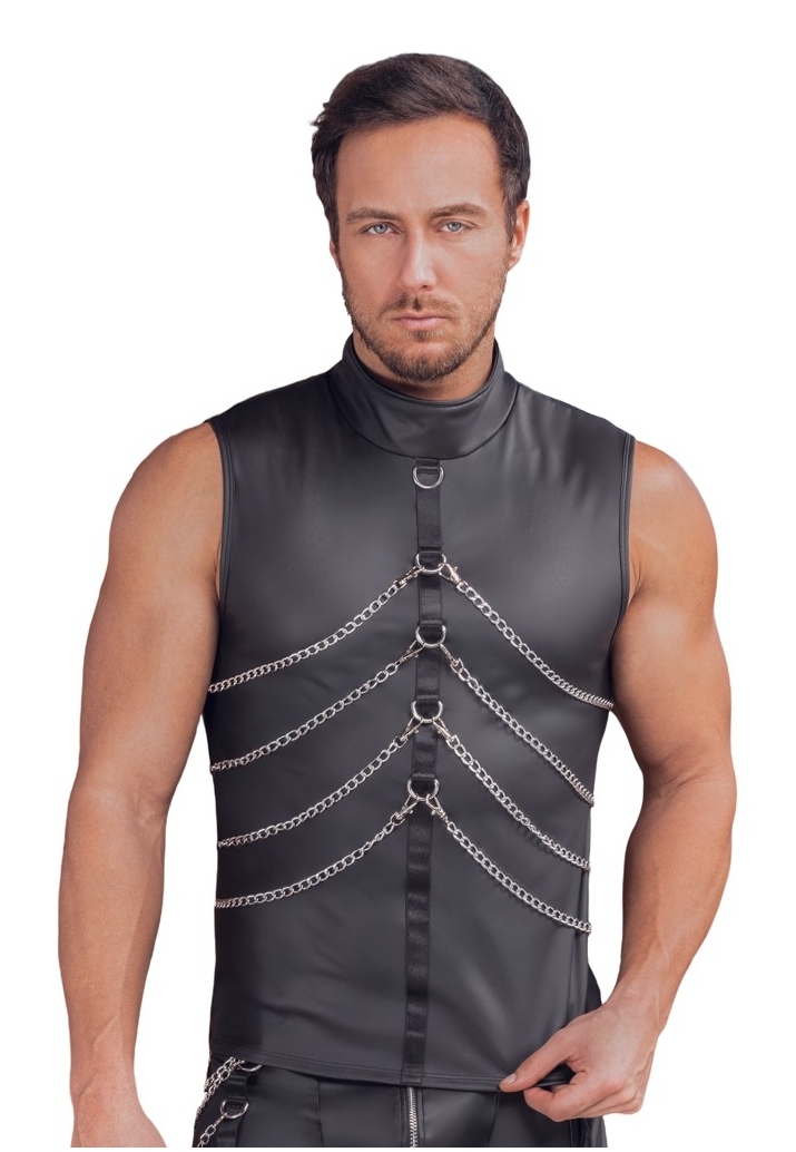 Ärmelloses T-Shirt Schwarz Matt : Ringe und Abnehmbare Ketten