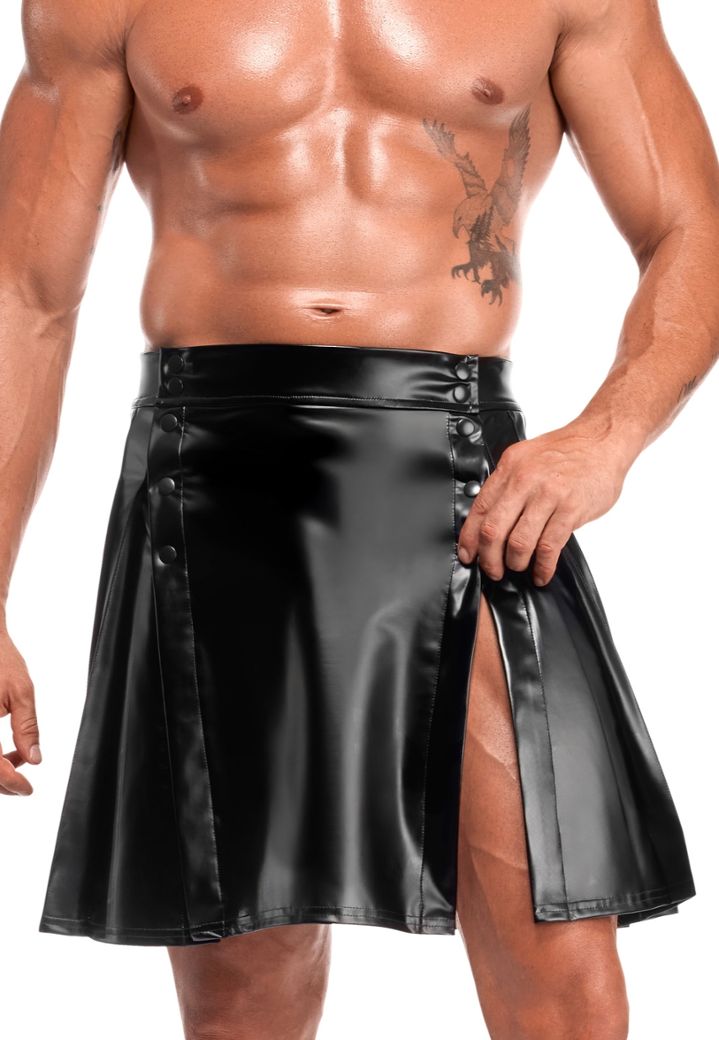 Gonna Valor PW: wetlook, pieghe e bottoni a pressione