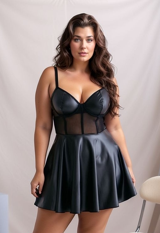 Neckholder-Kleid aus Kunstleder und Netzstoff - Domination und Verführung