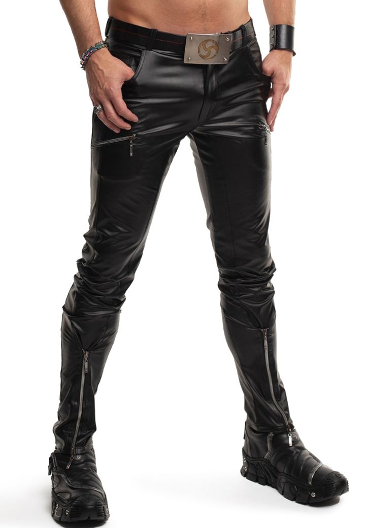 Broek Gabriel - Zwart Wetlook Lage Taille Ritsen RFP