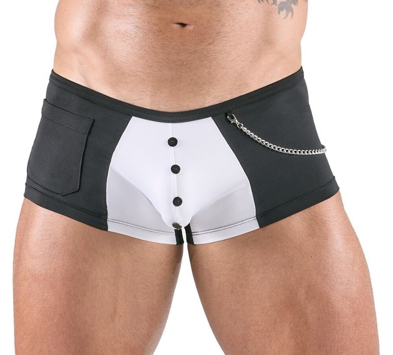 Waiter-Boxer: schwarz/weiß, abnehmbare Kette