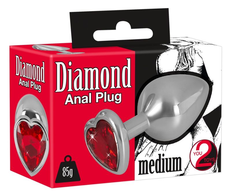 Plug Anal Aluminium Gemme Cœur rouge - Bijou d'Anus Premium